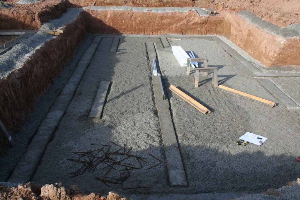 Footing poured and track laid out