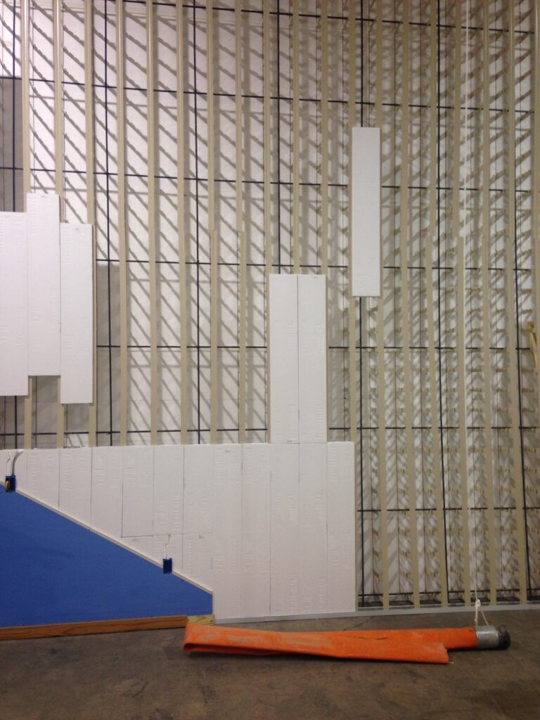 Cutaway showing foam, studs and concrete core